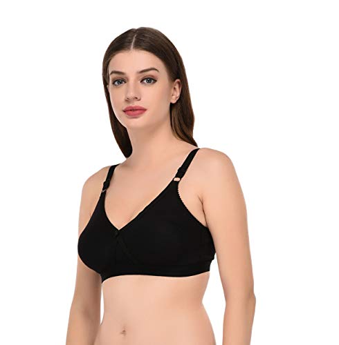 Image of Elina Women's Black-Skin-White Full Coverage Cotton Hosiery D-Cup Bra (Set of 3)