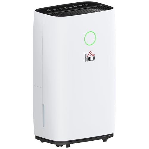 HOMCOM 20L/Day Portable Dehumidifier for Home with LED Screen Sleep Mode