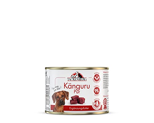 TACKENBERG Känguru Pur Nassfutter Dose für Hunde - Hundefutter in Premiumqualität - natürlich getreidefrei, 6 x 400 g