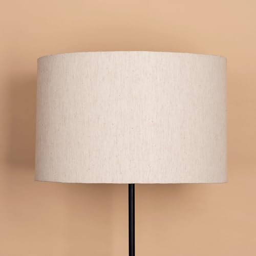 Image of Divine Trends Cotton Off White Drum Lamp Shade 12 inch Inches Bottom Diameter Compatible with E27 & E14 Holders (Pack of 1)