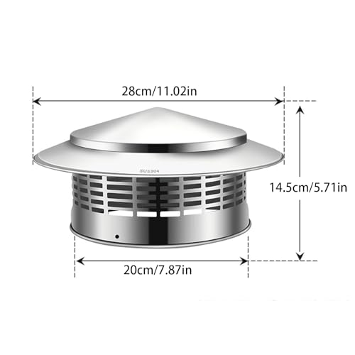 Sombrerete de chimenea de acero inoxidable de 20 cm resistente a la intemperie 3