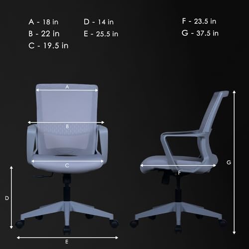 Image of Varaha Neer BIS Certified Office Chair | 5 Year Warranty| Curved Armrest & Smart Tilt Locking System|Dynamic Lumber Comfort & Class 4 Hydraulic Gas Lift Cylinder|Gaming Desk Chair for HOM|Grey