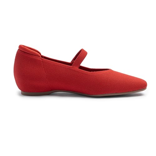 Image of Cusolemore Mary Jane Flat Shoes for Women with Arch Support and Concealed Low Wedge Heel, Comfortable Women Square Toe Ballet Flats Knit Dress Shoes