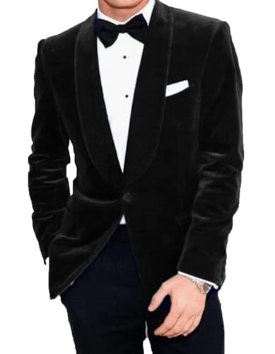 VENNYNG Men's Velvet Blazer Sigle Breasted Tuxedo Suits Jacket One Button Christmas3