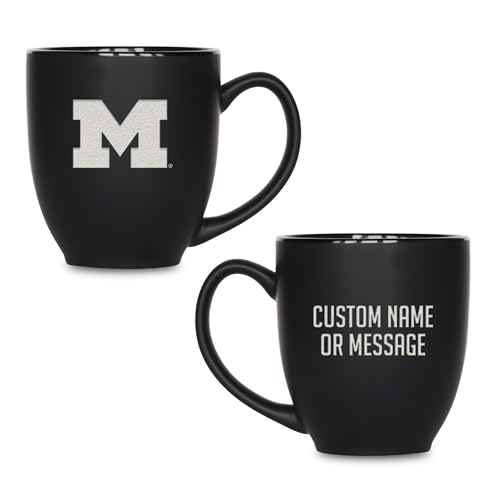Image of Rico Industries NCAA Primary 15-Oz Personalized Matte Black Bistro Mug - for Hot or Cold Drinks