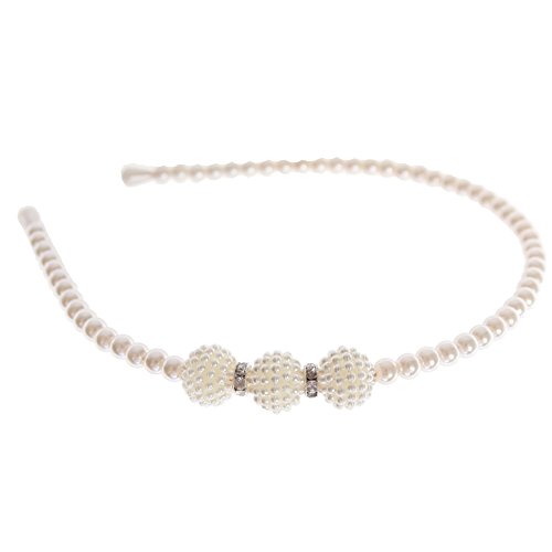 Preisvergleich Produktbild JUSTFOX Perlen Strass Haarreif Hochzeit Kommunion Haarschmuck weiß