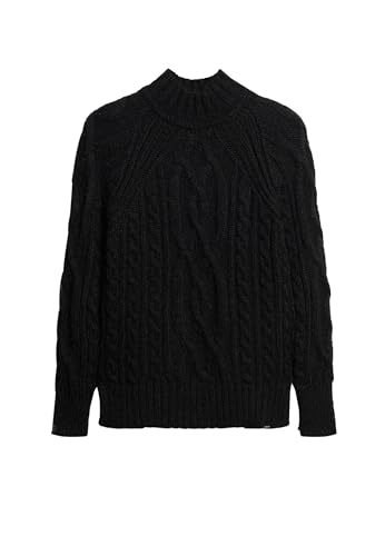 Superdry Damen Strickpullover aus Draht Pullover, schwarz, 34