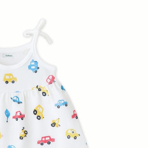 Image of Kidbea Organic Cotton Newborn Baby Girl Frocks | Sleeveless Summer Dress for Girls | Soft Lightweight Cute Printed Baby Girl Dress with Tie-Up Shoulders