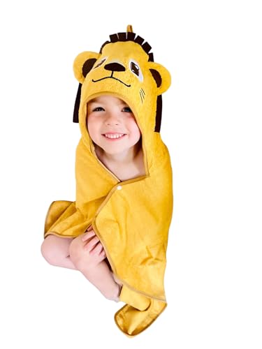 Image of Baby & Toddler Lion Hooded Bath Towel | Ultra Soft, High Absorbency, Bathrobe Blanket, Great Gift for Boys and Girls