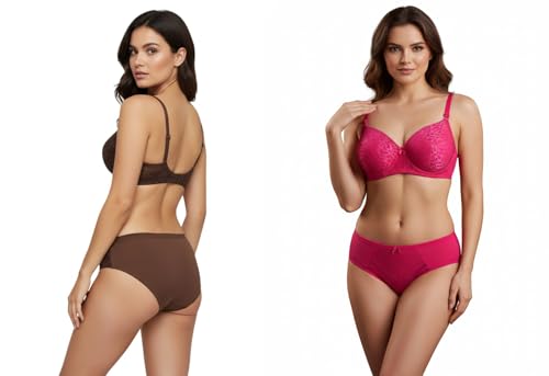 Image of Kinzie Elegant Floral Jacquard Lingerie Set, Grey Brown Maroon Bra and Brief, Comfortable Full Coverage Underwear Set, Padded Bra, Lingerie Set, Honeymoon Bikini Set,