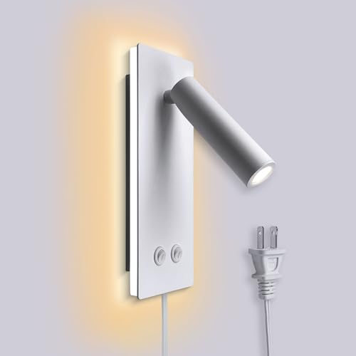 Image of 4W+8W Night Light, Multifunction Wall Sconce, Reading & Bedside Plug in (Sand)