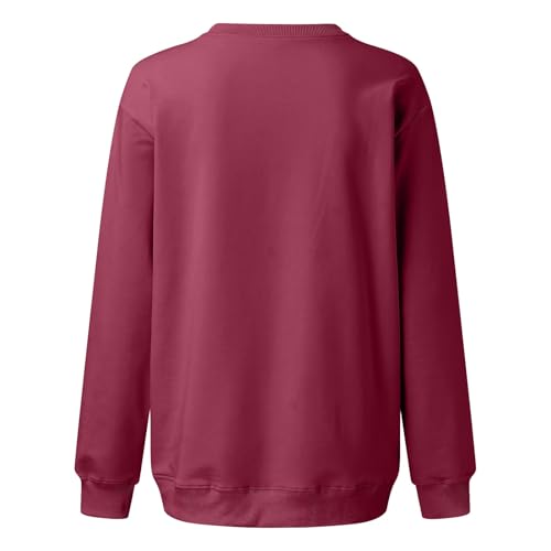 Image of Women Crew Neck Sweatshirts Fall Casual Oversized Sweat Shirts Long Sleeve Cute Preppy Sweatshirt Comfort Pullover