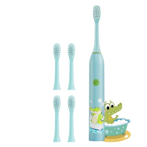 Image of Sonic Electric Toothbrush for Kids with 6 Modes, 4 Brush Heads & Rechargeable Battery, Ultra Soft Nylon Bristles, IPX7 Waterproof, Electric Power Tooth brush (Blue)