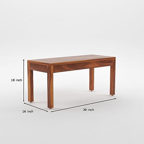Image of Sheesham Wood Dining Table 6 Seater | Rectangle Six Seater Dinning Table with 4 Chairs & 1 Bench for Home | Wooden Kitchen Dinner Table 6 Seater | Dining Room Sets for Restaurants, Teak Finish