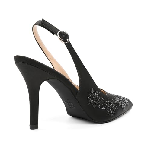 Image of AUMOTED Women's Clear Mule Sandals Pointed Toe Slingback Heels Rhinestone Heels Pumps Wedding Shoes