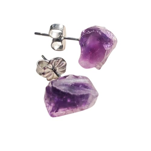 MIRLO BLANCO Aretes drusa amatista naturales artesanales con acero inoxidable...