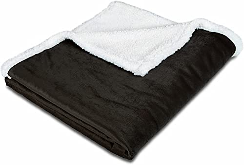 Image of Petslover Blanket for Dogs Cats, Warm Flannel Plush Pet Bed Blanket Reversible Black (Small)