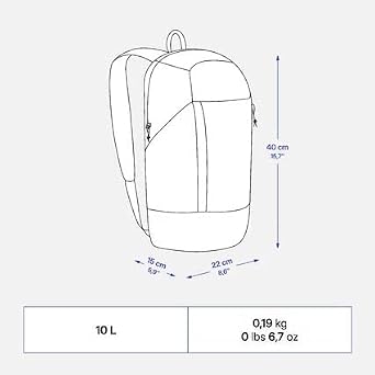 Quechua NH100 Yürüyüş Sırt Çantası, 10L Kapasite, Siyah