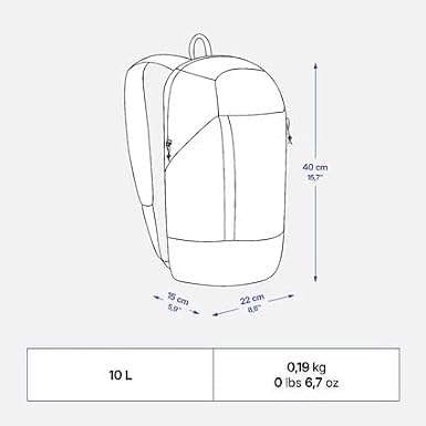 Quechua NH100 Yürüyüş Sırt Çantası, 10L Kapasite, Siyah