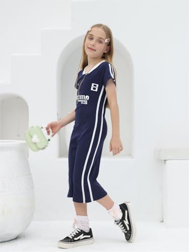 Girl's T Shirt Long Dress, Maxi Cotton T-Shirt Dress for Children Casual V Neck Short Sleeve Letter Print 4-13 Years4