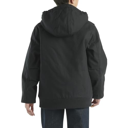 Image of Carhartt Boys' Flannel-Lined Hooded Canvas Insulated Zip-Up Jacket
