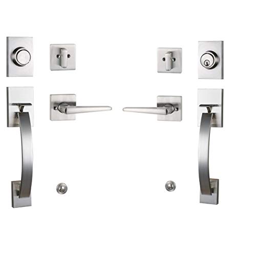 Best Quality 🔥 Front Entry Door Handleset Modish (Keyed&Dummy Handleset, Satin Nickel)