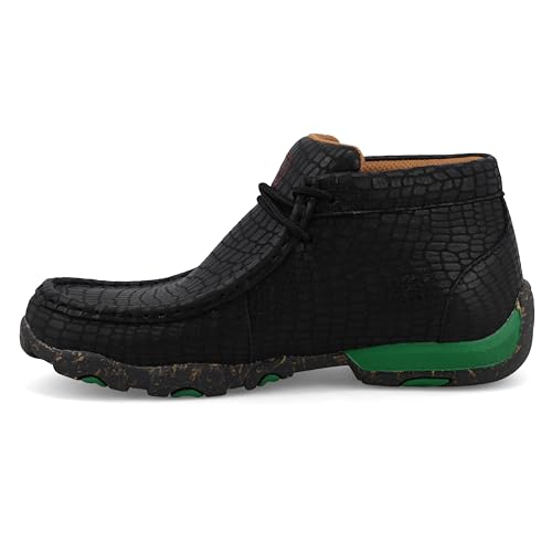 Image of Twisted X Kid's Chukka Driving Moc, Moc Toe, Black & Kelly Green, 5.5 M