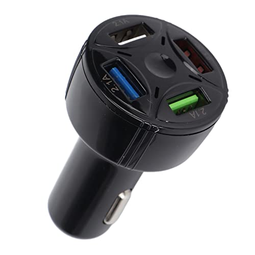 Chargeur de voiture 1 en 4 USB Out ast Charge Adaptateur de chargeur de voiture QC3.0 Ignifuge Multi Protection Plug and Play Universel 12‑32V pour Mobile(Le noir) Cover