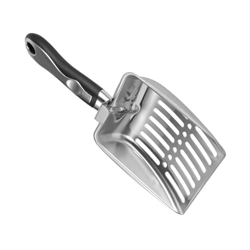 APGLSXY Cuchara de arena de acero inoxidable de alta eficiencia para gatos, pala de arena para gatos para eliminar residuos rápidamente, limpieza del hogar, pala de arena esencial para gatos