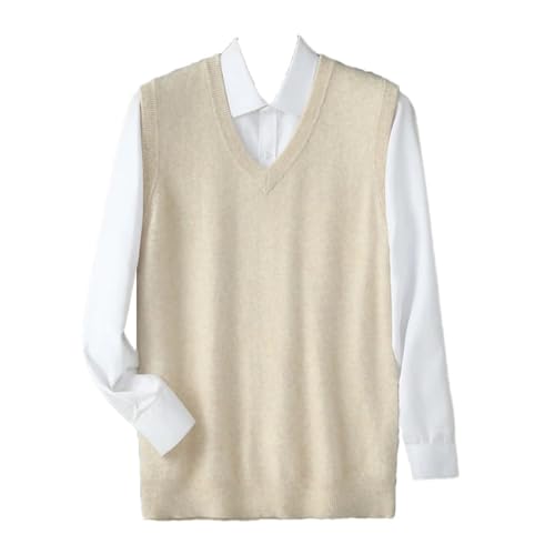 Men's Cashmere Sweater Vneck Sleeveless Winter Solid Color Warm Shoulder Knit Sweater Vest