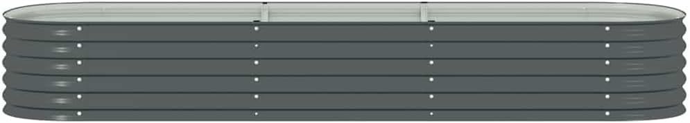 vidaXL Garden Raised Bed Galvanised Steel, Oval Garden Planter for Flowers and Planters, Bottomless Raised Flower Bed, Weather-Resistant, Grey,126"x31.5"x17.3"