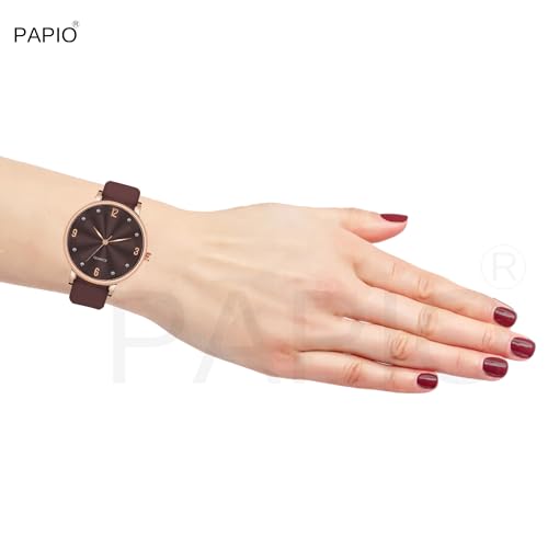Image of PAPIO Silicone Strap Elegant Women's Analog Wrist Watch for Ladies and Girls | Stylish & Trendy | Premium Strap | Perfect for Casual, Party & Formal Wear