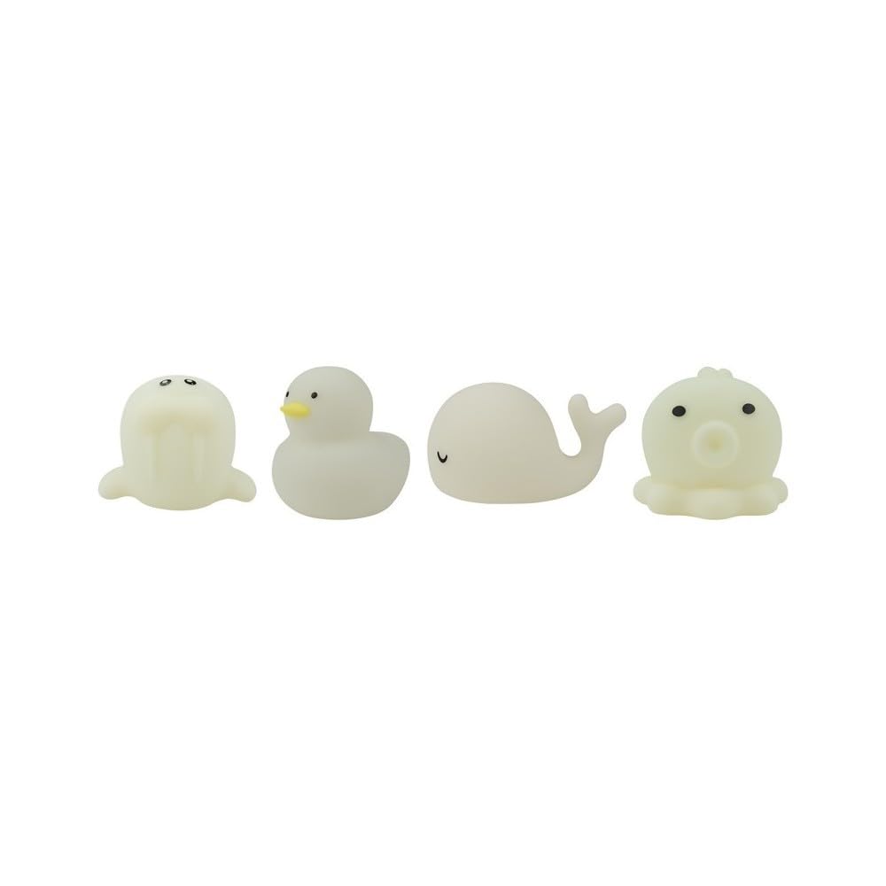 Set de 4 Veilleuses LED Animaux Marins - Éclairage RGB Changeant - Étanches IP67 - Jouets Flottants en Silicone pour Bain et Décoration