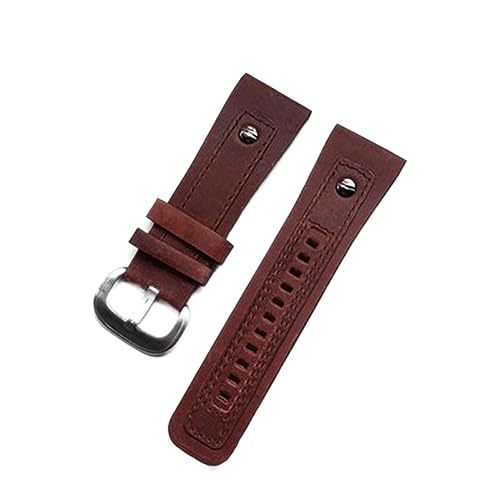 Correa de reloj de 28 mm de cuero negro y marrón para Seven Friday en el uso diario urbano