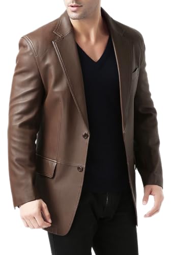 BGSD Men Jacob 2-Button New Zealand Lambskin Leather Blazer Sport Coat Jacket (Also available in Big and Tall and Short)3