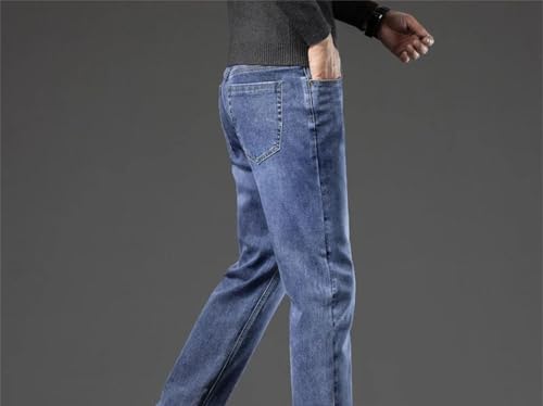 Mens Jeans Straight Loose Business Casual Stretch Denim Pants Comfortable Plus Size Fashion2