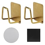 UFUFMATE 2Pcs Magnetic Sponge Holder, with 2 Metal Patchs, Adhesive Hanging Sponge Holder Stainless Steel Sponge Holder for Kitchen Sink (Gold)
