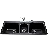 Miseno MCI97-4TM 43" 4 Hole Cast Iron Triple Basin Kitchen Sink for Drop In Installations with 40...
