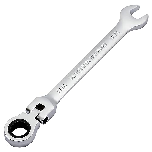 Pilida 1/2 Inch Ratcheting Combination Wrench 12 Point SAE Flex Head Gear Wrench Rachet Box End Spanner 72 Teeth Chrome Vanadium Steel
