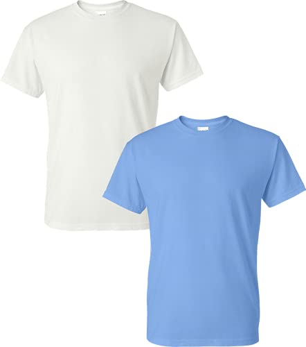 T-shirt 50/50 G800 blanc et carolina bleu taille M léger 158g