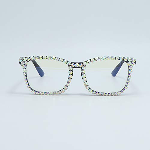 Image of Square Rhinestone Reading Glasses For Women Blue Light Blocking Computer Readers Glasses