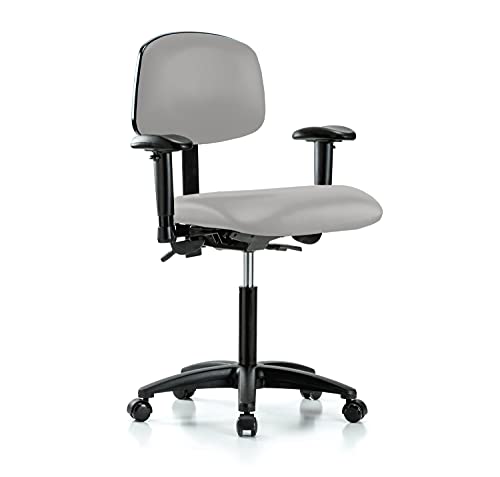 Image of Perch Multi-Task Office Chair with Adjustable Armrests | Medium Bench Height 20-27 inch | Grey Vinyl