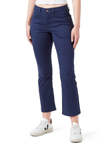 Jeans slim bootcut femme crème en twill longueur 7/8 parfait pour le bureau