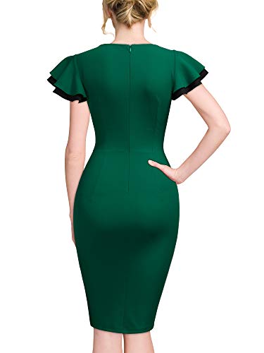Image of Miusol Women's Navy Style Deep-V Neck Vintage Evening Pencil Dress