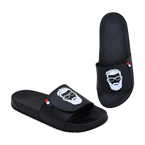 Image of PERY-PAO Mens Comfort Sliders Grey, Sky Blue, Black, White, peach, Neon Green, Olive Green Boys Flip-Flops