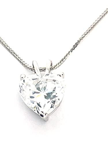 Colgante de oro blanco de 18 quilates con forma de corazón de diamante de 18 quilates para mujer con colgante de corazón, colgante solitario de diamante, joyería de corazón de 45,7 cm, 1,5 quilates