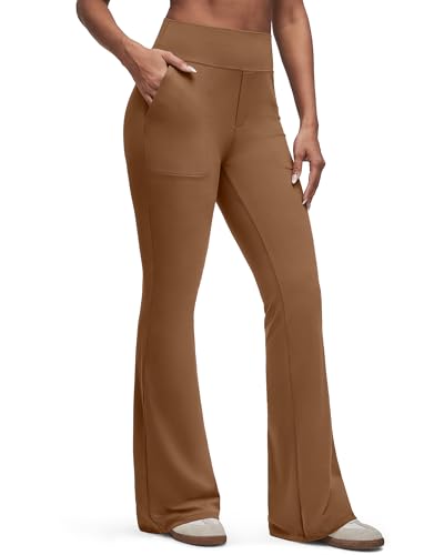 Image of G4Free BareFeel Flare Yoga Pants Women High Waisted Bootcut Leggings with Pockets Dress Work Pant Petite /Regular /Tall