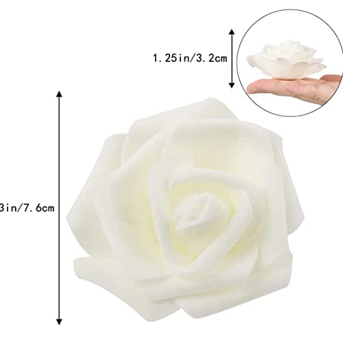 Image of VRB Dec 24 pcs Rose Artificial Flowers for Decoration,Artificial Flower,Flower for Hair Styling,Flower for Pooja, for Home Decor,Diwali. (24pcs - White Big Foam Rose)