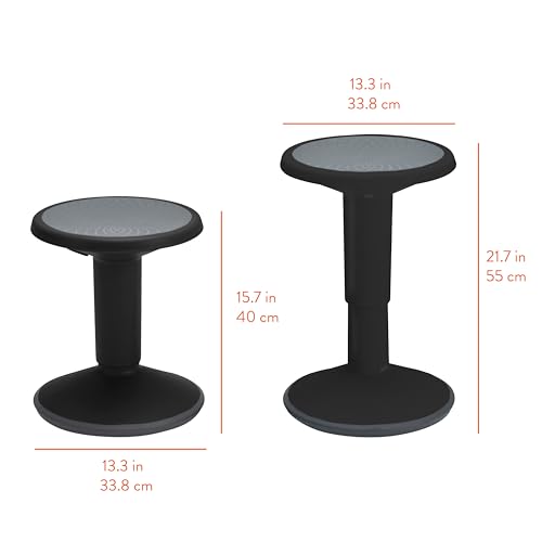 Image of Back2School Express Wobble Stool - Adjustable Height 15.7 inch-21.7 inch Active Learning Chair for Kids & Adults, Ergonomic Flexible Seating for Classroom, Homeschool & Office, 220 lbs Capacity, Black