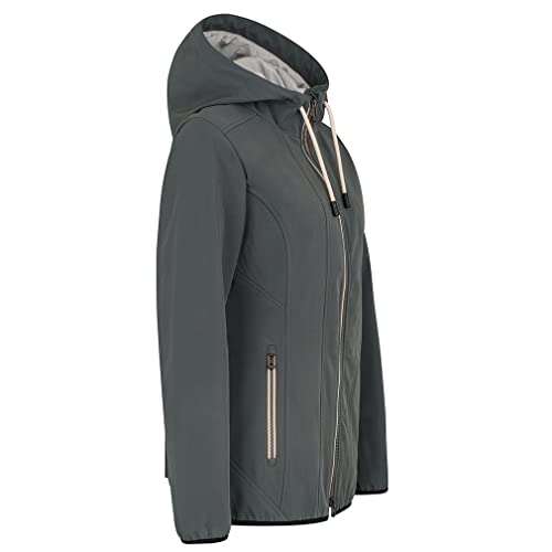 Knuffelwuff Damen Softshell Jacke Manhattan Größe: L / 40 Khaki - Leichte atmungsaktive wasserabweisende Jacke mit extra vielen Taschen für Outdoor, Wandern, Reisen, Gassi gehen - Windbreaker